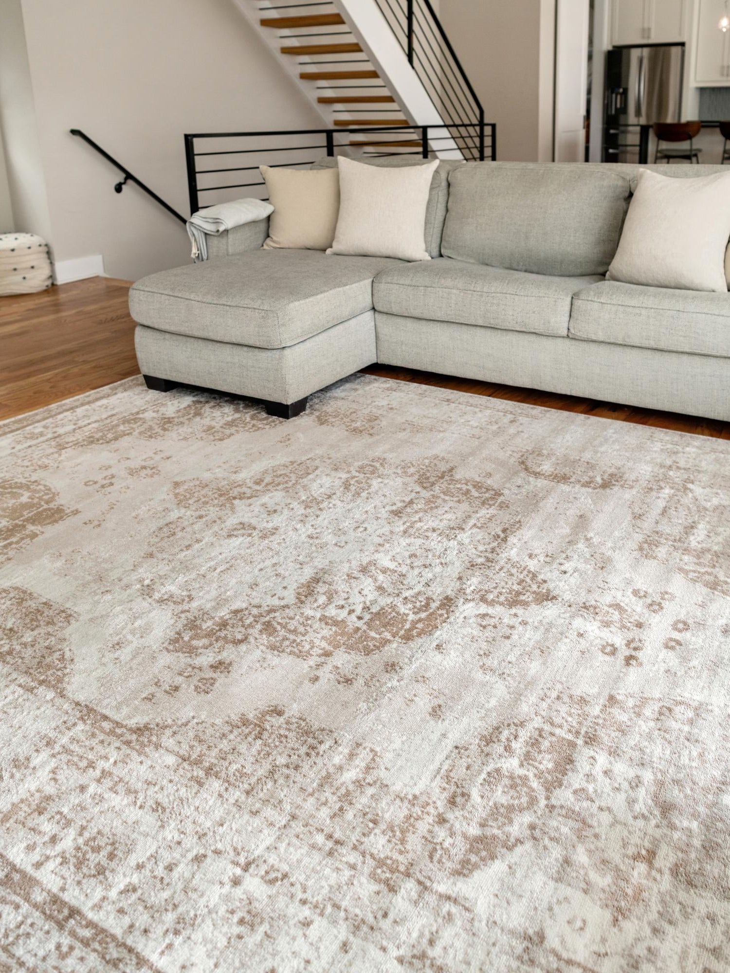 Beige 7' 10 x 11' Sofia Rectangle Area Rug Durable Easy Clean Stain Resistant Unique Carpet for Affordable Interior Home Design for Sale at Rug Engine