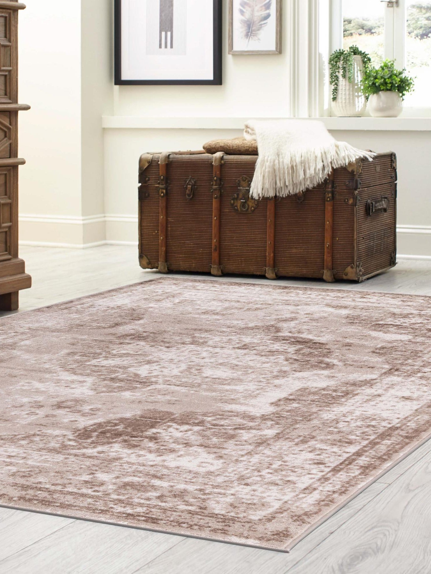 Beige 6' 1 x 9' Sofia Rectangle Area Rug Discounted Clearance Final Sale