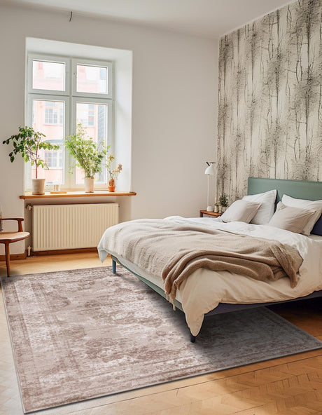 Beige 5' 3 x 8' Sofia Rectangle Area Rug Discounted Clearance Final Sale Durable Easy Clean Stain Resistant Unique Carpet for Affordable Interior Home Design for Sale at Rug Engine