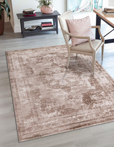 Beige 5' 3 x 8' Sofia Rectangle Area Rug Discounted Clearance Final Sale Durable Easy Clean Stain Resistant Unique Carpet for Affordable Interior Home Design for Sale at Rug Engine