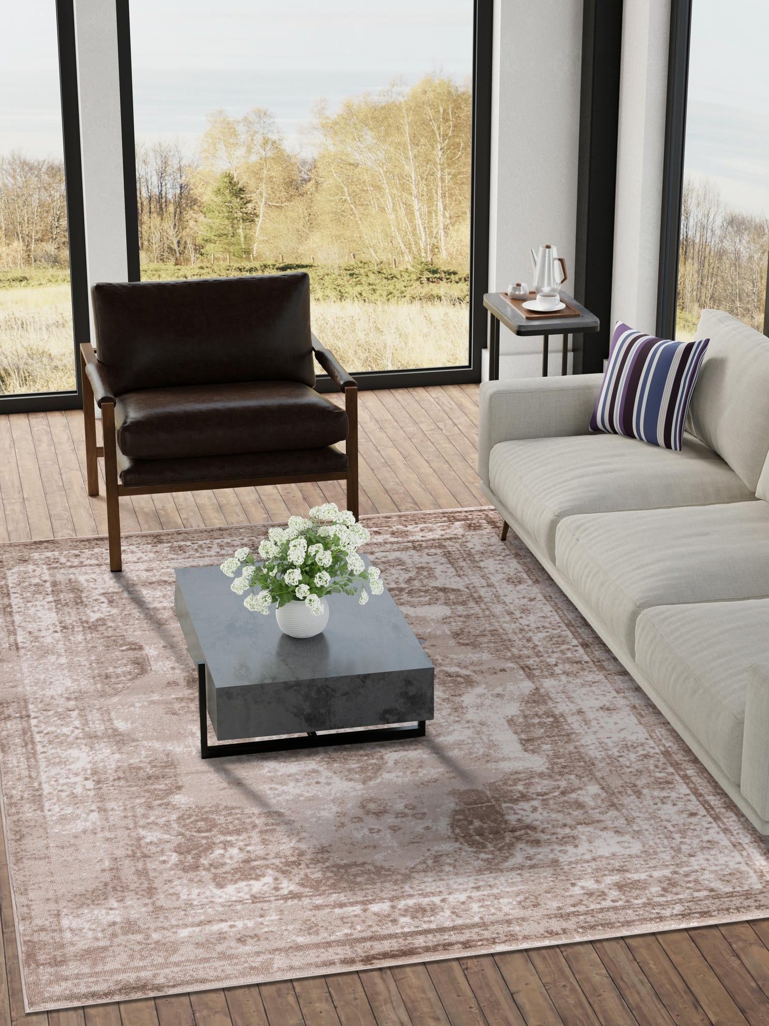 Beige 6' 1 x 9' Sofia Rectangle Area Rug Discounted Clearance Final Sale