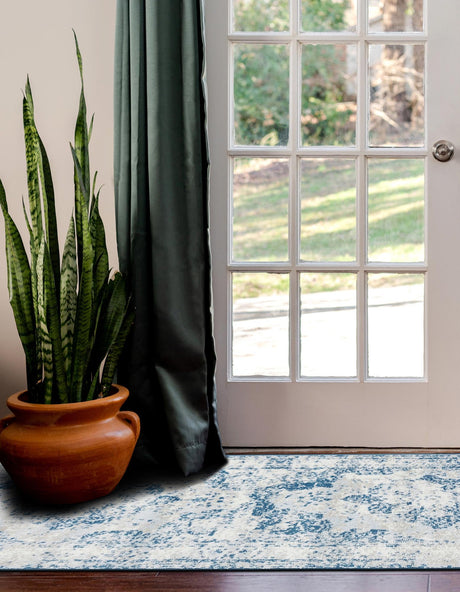 Blue 2' x 6' 7 Sofia Runner Area Rug Durable Easy Clean Stain Resistant Unique Carpet for Affordable Interior Home Design for Sale at Rug Engine