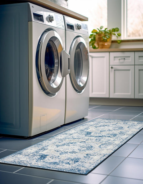 Blue 2' x 13' 1 Sofia Runner Area Rug Durable Easy Clean Stain Resistant Unique Carpet for Affordable Interior Home Design for Sale at Rug Engine