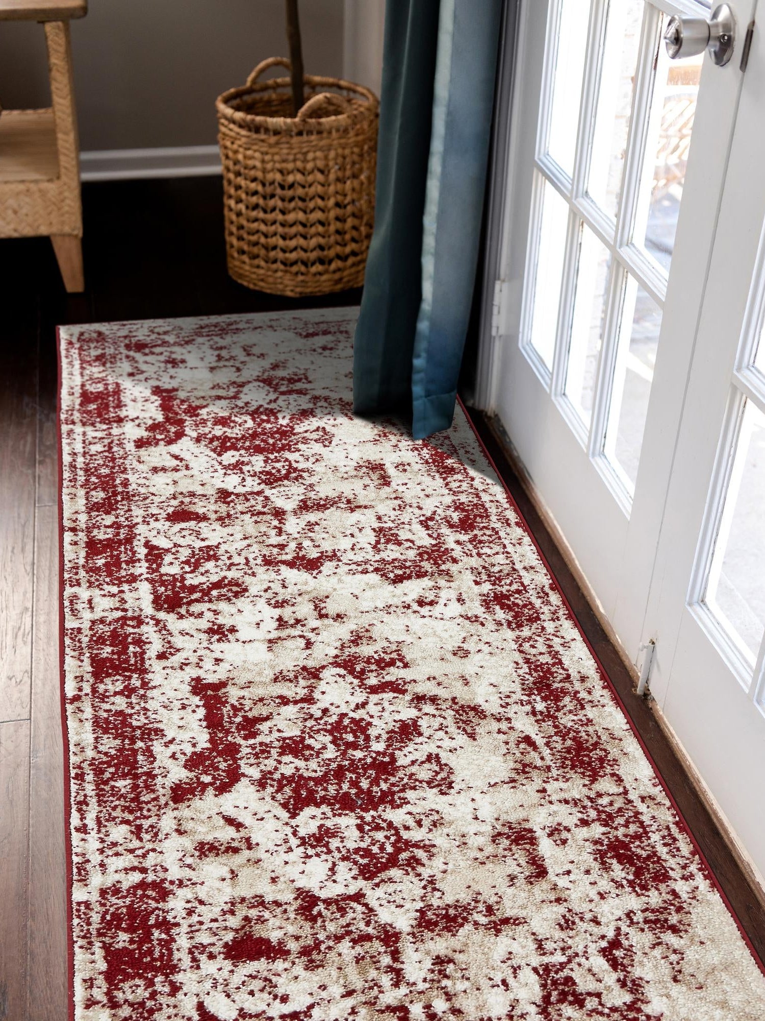 Burgundy 2' x 6' 7 Sofia Runner Area Rug Durable Easy Clean Stain Resistant Unique Carpet for Affordable Interior Home Design for Sale at Rug Engine