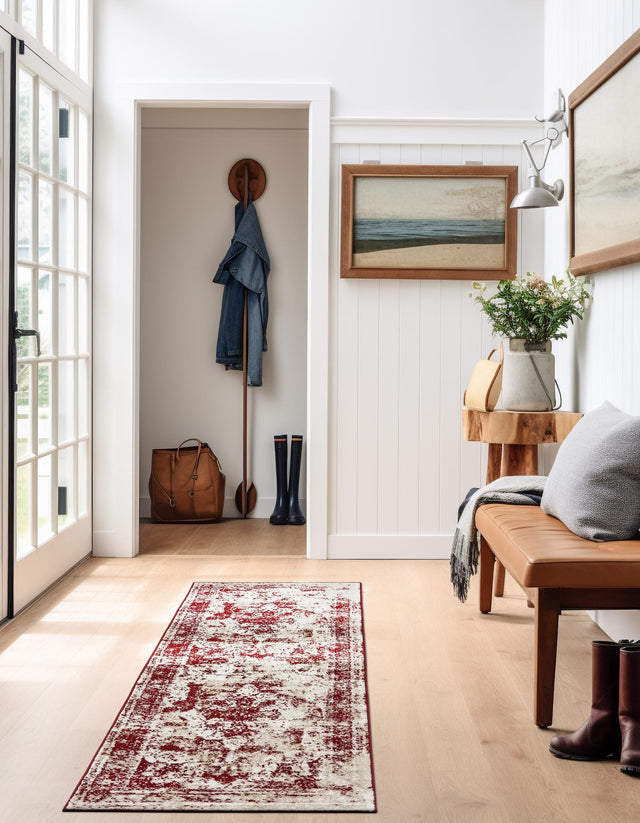 Burgundy 2' x 7' Sofia Runner Rug