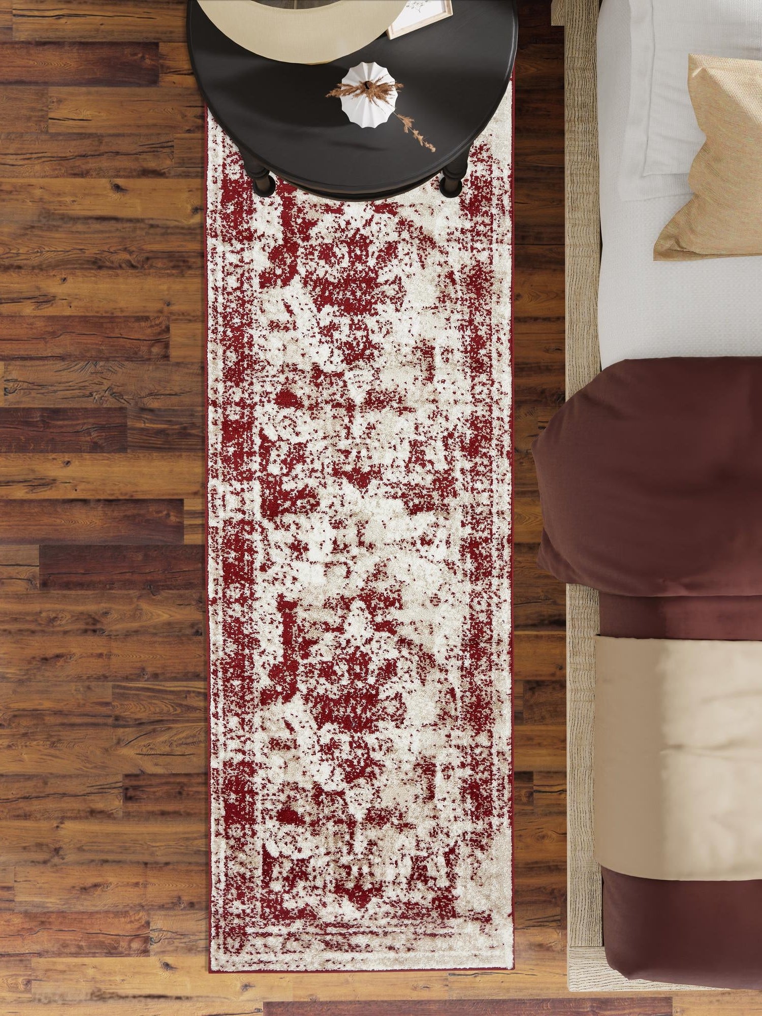 Burgundy 2' x 6' 7 Sofia Runner Area Rug Durable Easy Clean Stain Resistant Unique Carpet for Affordable Interior Home Design for Sale at Rug Engine