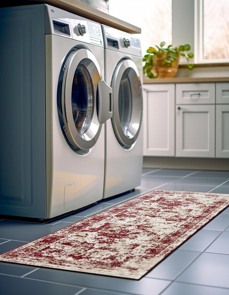 Burgundy 2' x 6' 7 Sofia Runner Area Rug Durable Easy Clean Stain Resistant Unique Carpet for Affordable Interior Home Design for Sale at Rug Engine