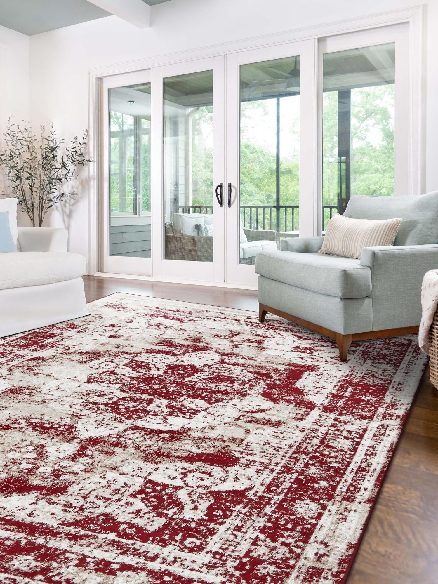 Burgundy 2' x 3' 1 Sofia Rectangle Area Rug Durable Easy Clean Stain Resistant Unique Carpet for Affordable Interior Home Design for Sale at Rug Engine
