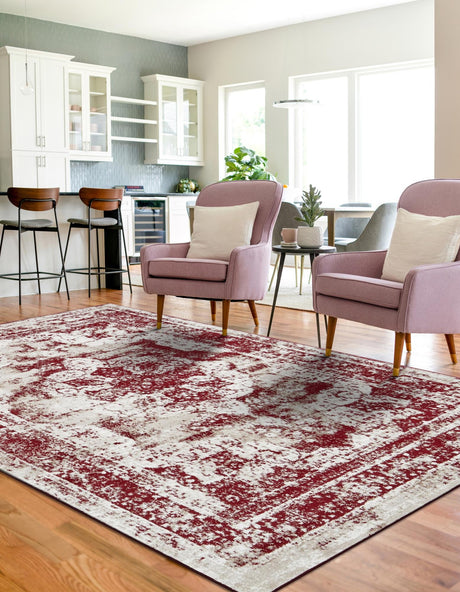 Burgundy 2' x 3' 1 Sofia Rectangle Area Rug Durable Easy Clean Stain Resistant Unique Carpet for Affordable Interior Home Design for Sale at Rug Engine