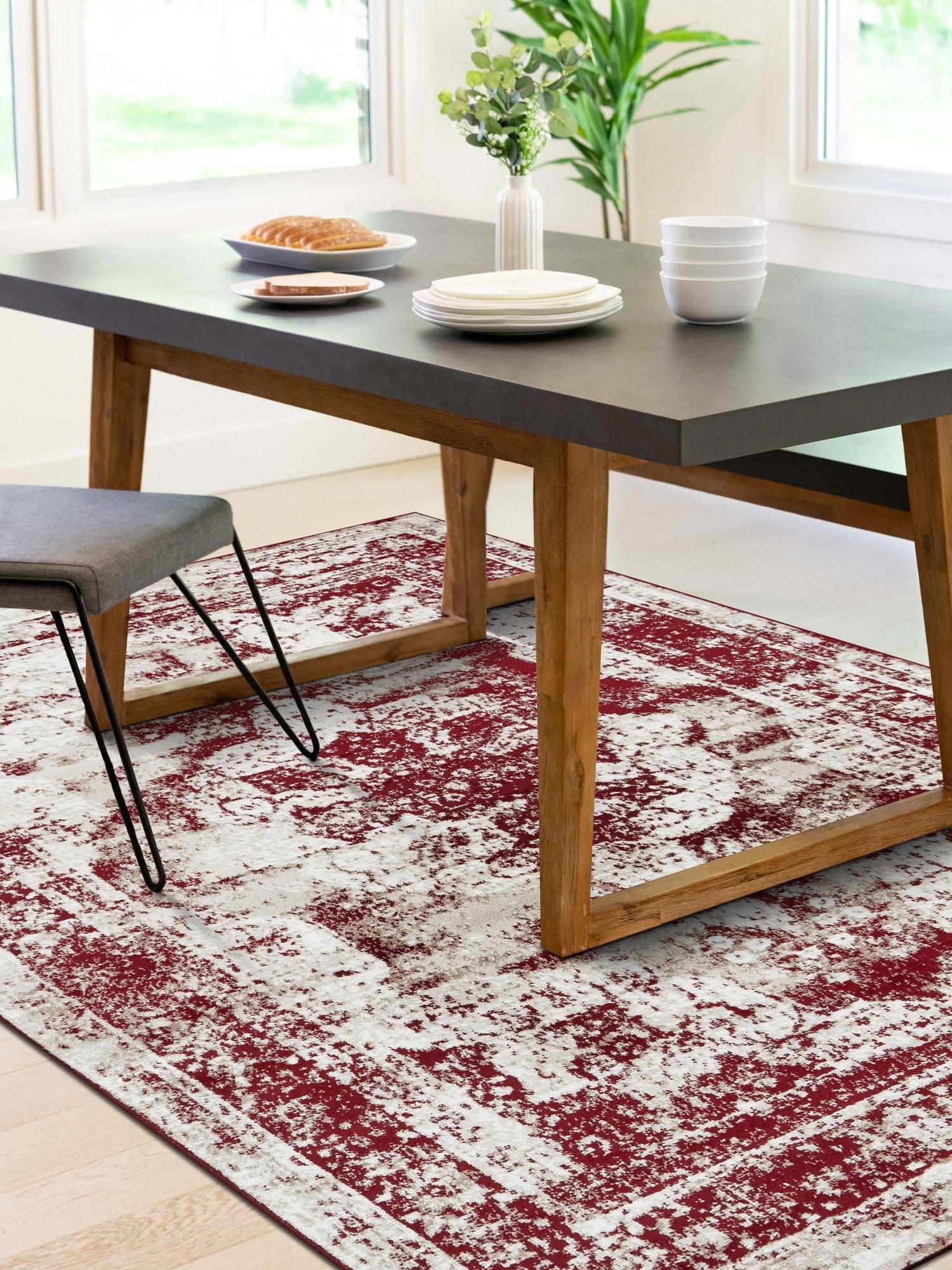 Burgundy 2' x 3' 1 Sofia Rectangle Area Rug Durable Easy Clean Stain Resistant Unique Carpet for Affordable Interior Home Design for Sale at Rug Engine
