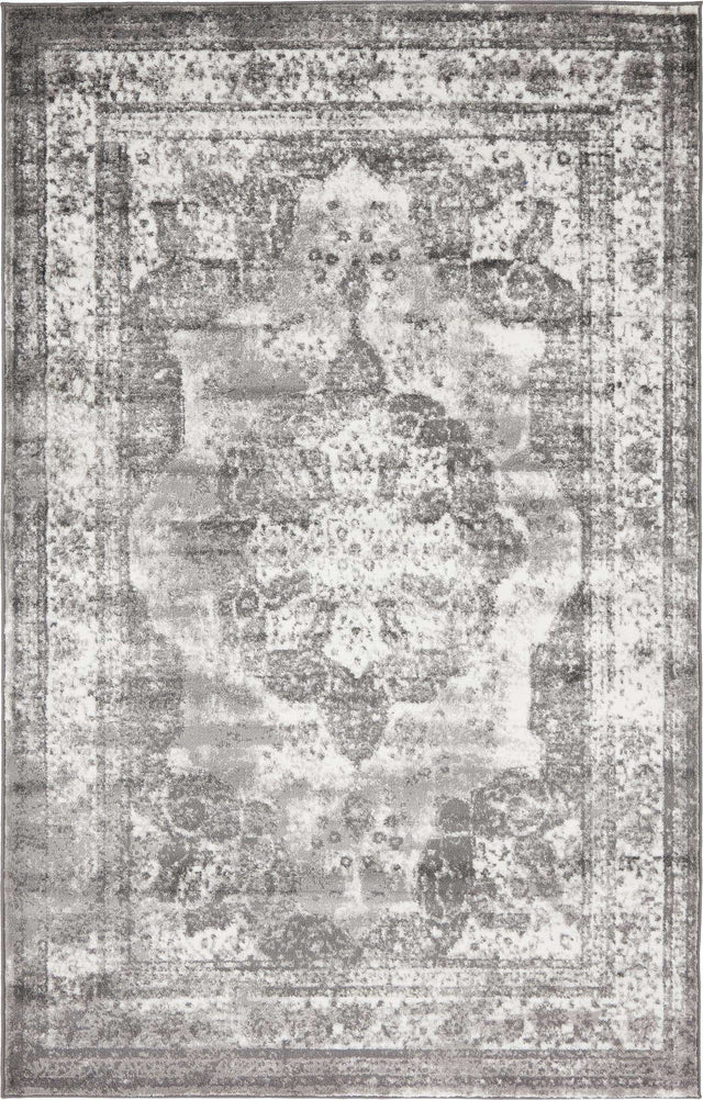 Gray 4' 1 x 6' 1 Sofia Rectangle Area Rug Durable Easy Clean Stain Resistant Unique Carpet for Affordable Interior Home Design for Sale at Rug Engine