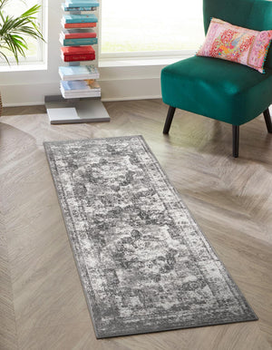 Gray 2' x 8' Sofia Runner Area Rug Durable Easy Clean Stain Resistant Unique Carpet for Affordable Interior Home Design for Sale at Rug Engine