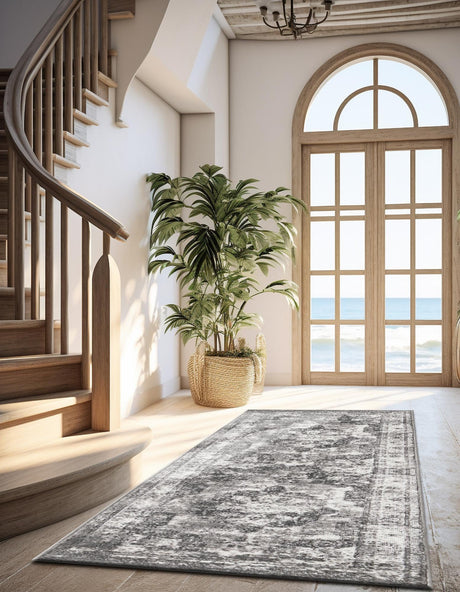 Gray 2' x 13' 1 Sofia Runner Area Rug Durable Easy Clean Stain Resistant Unique Carpet for Affordable Interior Home Design for Sale at Rug Engine