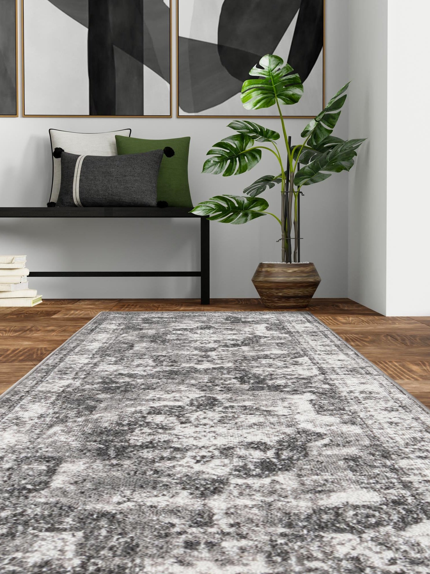 Gray 2' x 8' Sofia Runner Area Rug Durable Easy Clean Stain Resistant Unique Carpet for Affordable Interior Home Design for Sale at Rug Engine