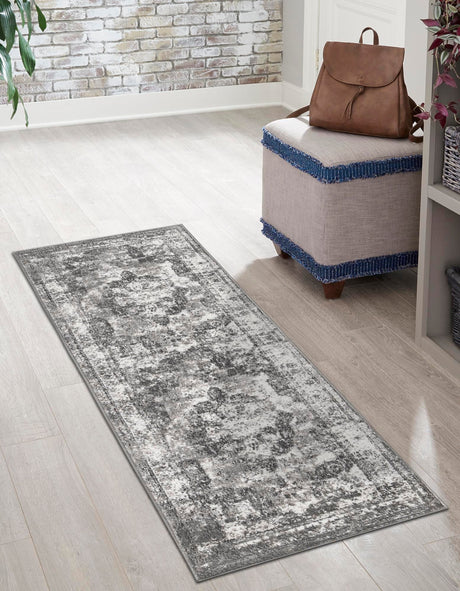 Gray 2' x 13' 1 Sofia Runner Area Rug Durable Easy Clean Stain Resistant Unique Carpet for Affordable Interior Home Design for Sale at Rug Engine