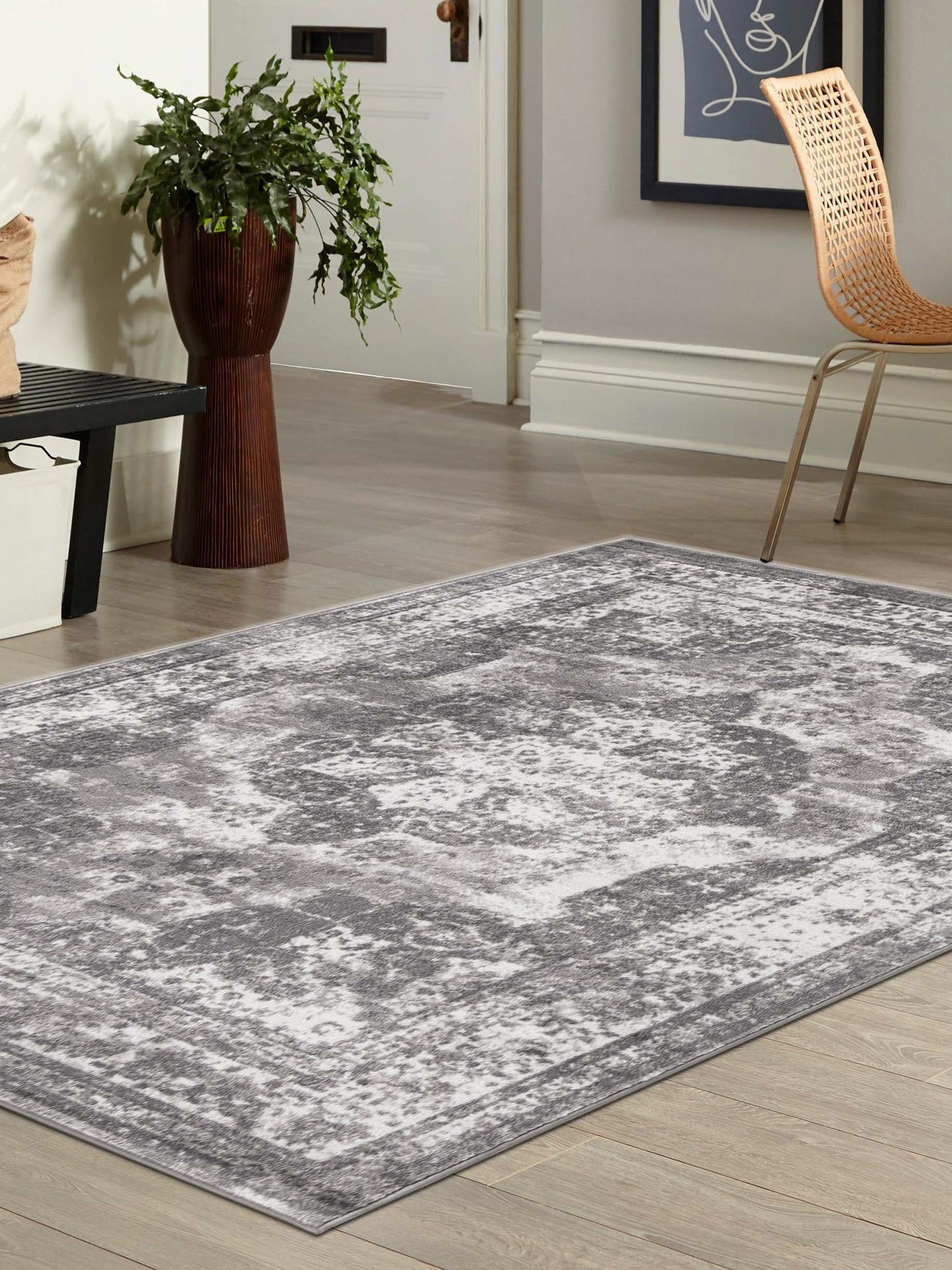 Gray 9' x 12' Sofia Rectangle Area Rug Durable Easy Clean Stain Resistant Unique Carpet for Affordable Interior Home Design for Sale at Rug Engine