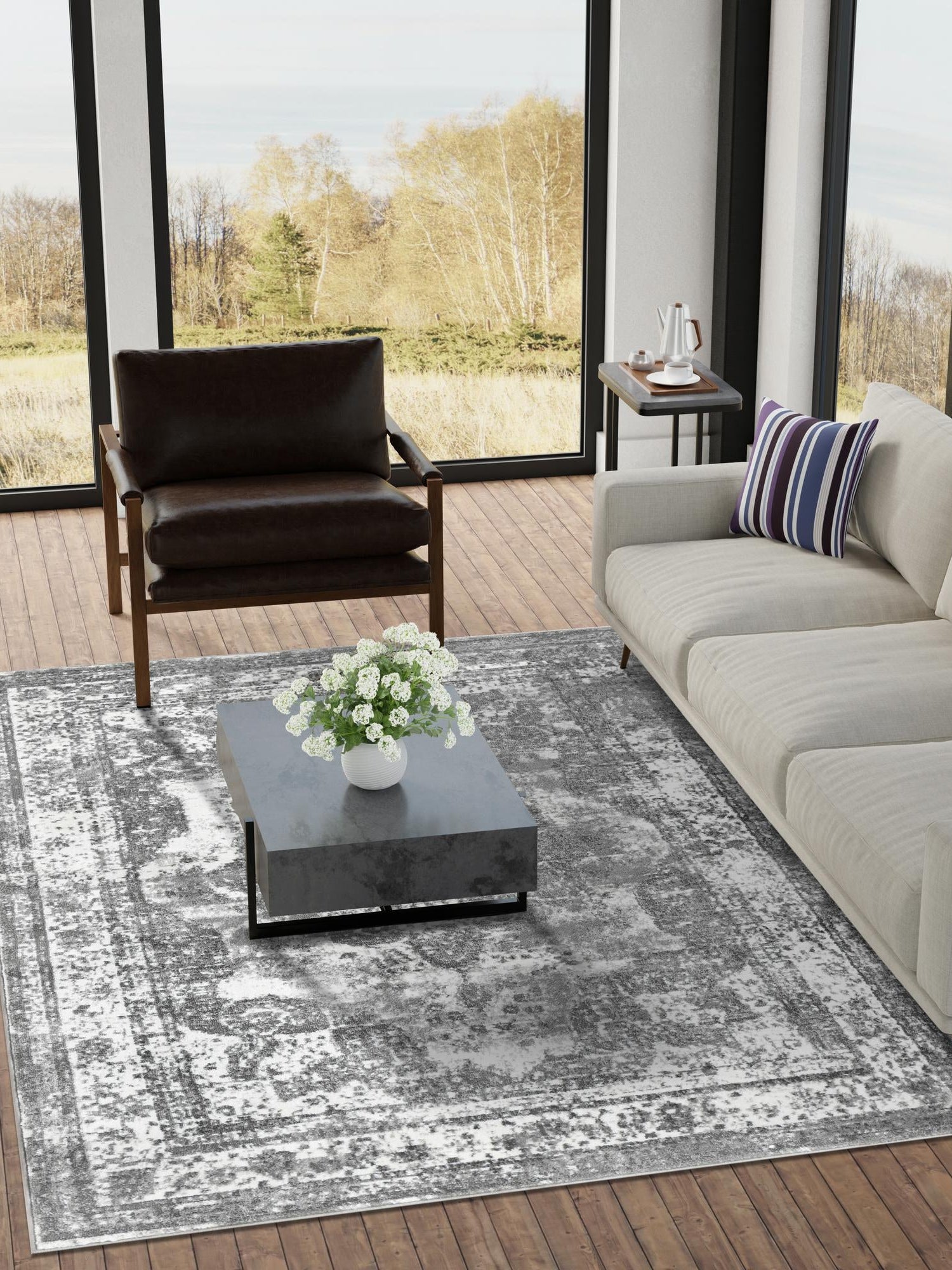 Gray 5' 3 x 8' Sofia Rectangle Area Rug Discounted Clearance Final Sale