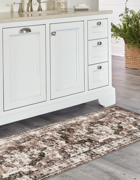 Light Brown 2' 7 x 12' Sofia Runner Area Rug Durable Easy Clean Stain Resistant Unique Carpet for Affordable Interior Home Design for Sale at Rug Engine