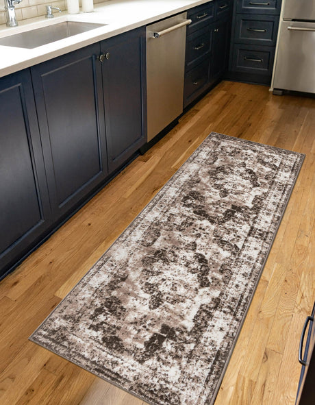 Light Brown 2' x 8' Sofia Runner Area Rug Durable Easy Clean Stain Resistant Unique Carpet for Affordable Interior Home Design for Sale at Rug Engine