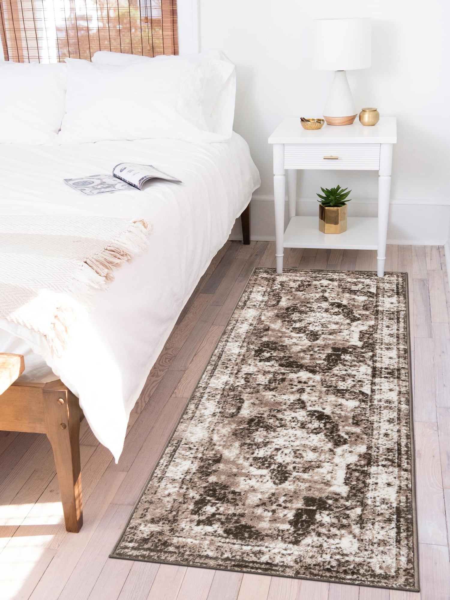 Light Brown 2' 7 x 12' Sofia Runner Area Rug Durable Easy Clean Stain Resistant Unique Carpet for Affordable Interior Home Design for Sale at Rug Engine
