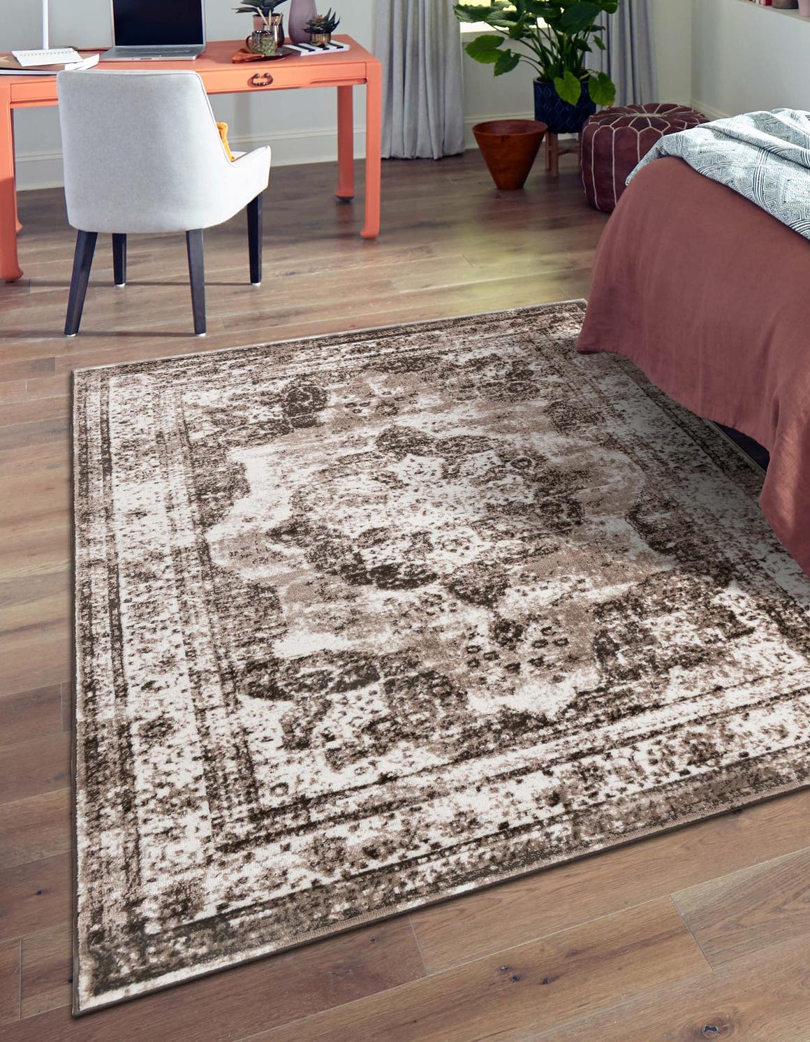 Light Brown 6' 1 x 9' Sofia Rectangle Area Rug Durable Easy Clean Stain Resistant Unique Carpet for Affordable Interior Home Design for Sale at Rug Engine