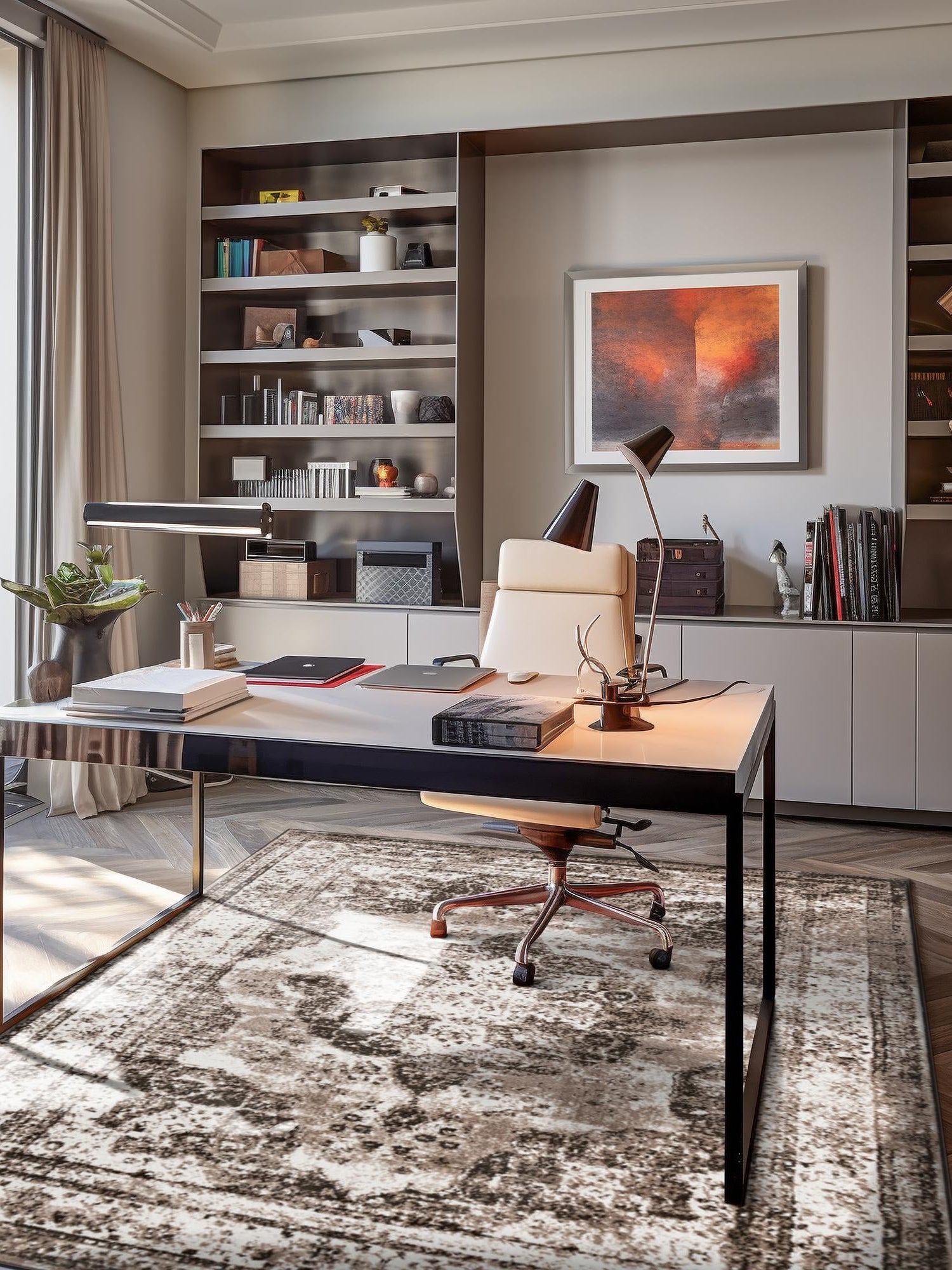 Light Brown 6' 1 x 9' Sofia Rectangle Area Rug Durable Easy Clean Stain Resistant Unique Carpet for Affordable Interior Home Design for Sale at Rug Engine