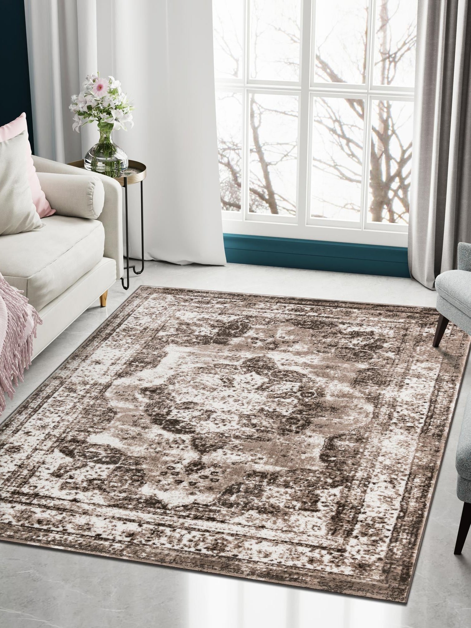 Light Brown 7' 10 x 11' Sofia Rectangle Area Rug Durable Easy Clean Stain Resistant Unique Carpet for Affordable Interior Home Design for Sale at Rug Engine
