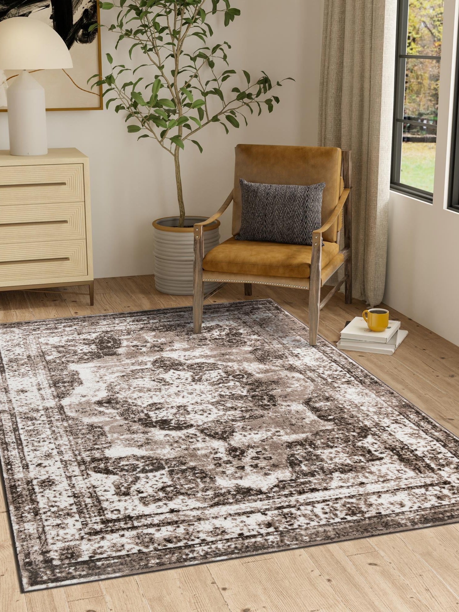 Light Brown 7' 1 x 10' Sofia Rectangle Area Rug Durable Easy Clean Stain Resistant Unique Carpet for Affordable Interior Home Design for Sale at Rug Engine
