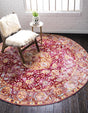 Red 8' x 8' Austin Round Area Rug 100% Polyester Durable Cotton Backing Living Dining Room Bedroom Office Vintage Decor Carpet for Sale at Rug Engine