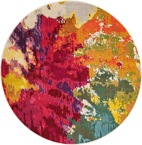 Multicolor 6' 1 x 6' 1 Estrella Round Area Rug 100% Polypropylene Non-Shedding Stain Resistant Carpet Colorful Modern Abstract Design Easy Clean for Home Decor for Sale at Rug Engine