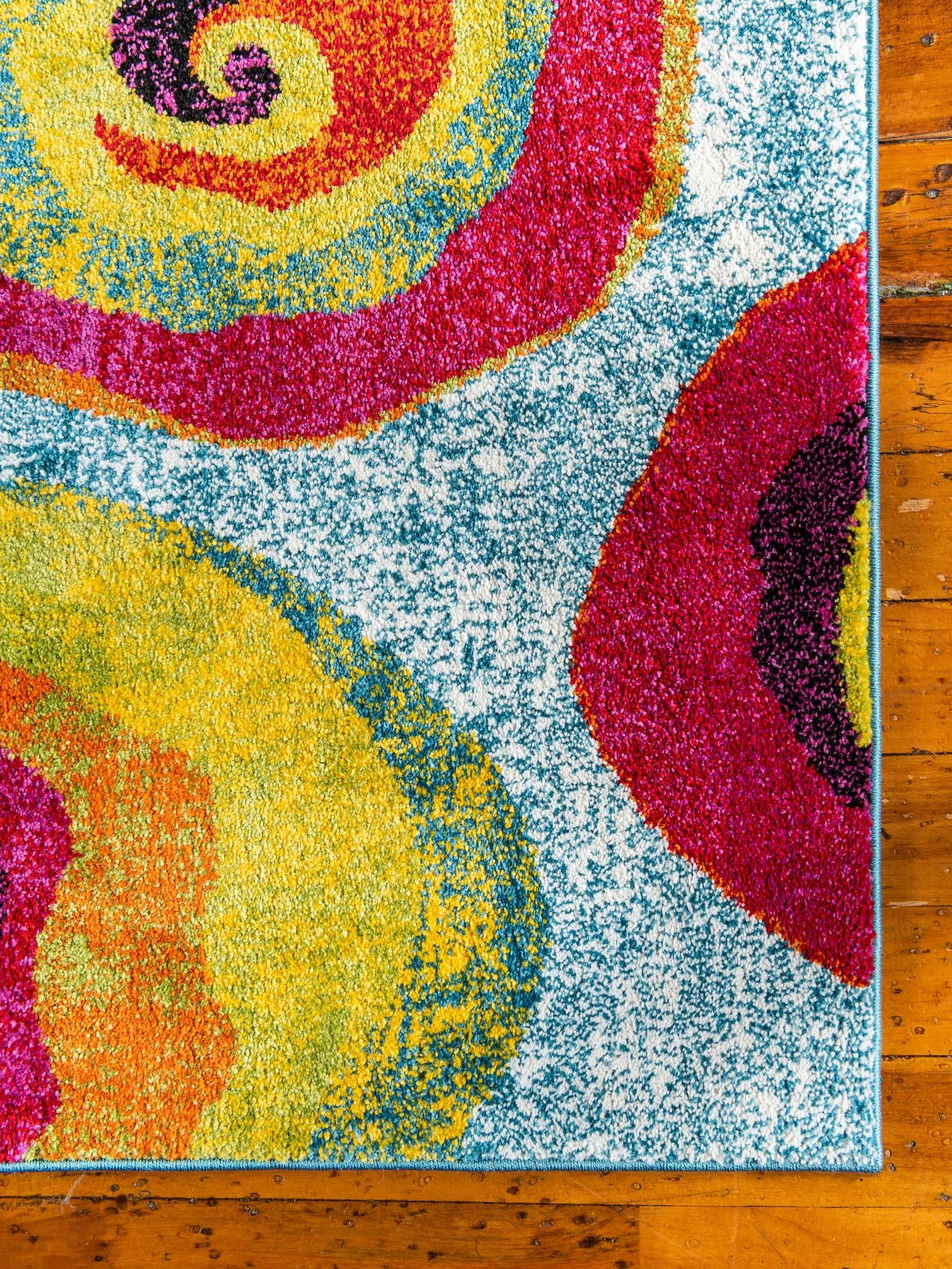 Blue 2' x 6' 1 Lyon Runner Area Rug Vivid Colorful Abstract Modern 100% Polypropylene Carpet for Living Room, Dining, Office for Sale at Rug Engine