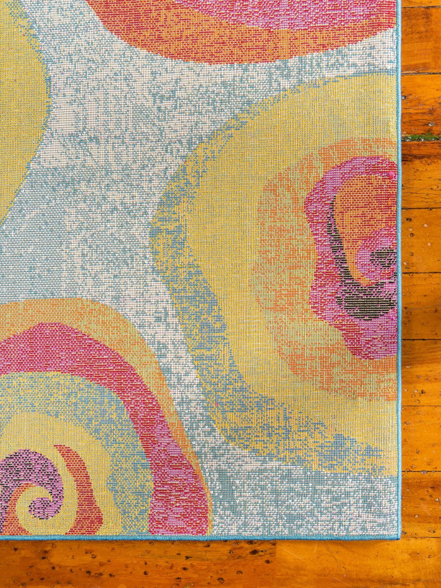 Blue 2' x 6' 1 Lyon Runner Area Rug Vivid Colorful Abstract Modern 100% Polypropylene Carpet for Living Room, Dining, Office for Sale at Rug Engine