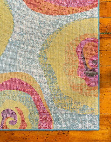 Blue 2' x 6' 1 Lyon Runner Area Rug Vivid Colorful Abstract Modern 100% Polypropylene Carpet for Living Room, Dining, Office for Sale at Rug Engine