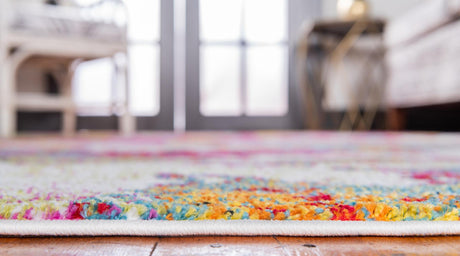 Multicolor 2' 7 x 10' Lyon Runner Area Rug Vivid Colorful Abstract Modern 100% Polypropylene Carpet for Living Room, Dining, Office for Sale at Rug Engine