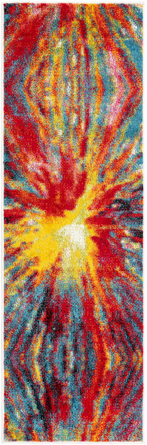 Multicolor 2' x 6' 1 Lyon Runner Area Rug Vivid Colorful Abstract Modern 100% Polypropylene Carpet for Living Room, Dining, Office for Sale at Rug Engine