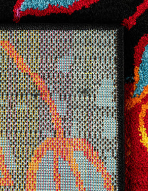 Black 2' 7 x 13' 1 Lyon Runner Area Rug Vivid Colorful Abstract Modern 100% Polypropylene Carpet for Living Room, Dining, Office for Sale at Rug Engine