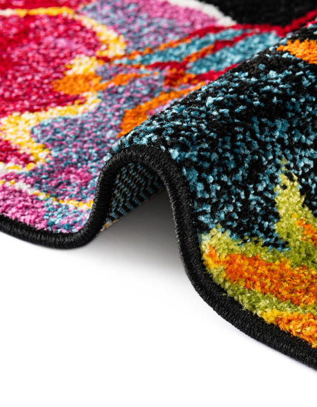 Black 2' x 8' Lyon Runner Area Rug Vivid Colorful Abstract Modern 100% Polypropylene Carpet for Living Room, Dining, Office for Sale at Rug Engine