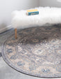Gray 6' x 6' Salzburg Round Area Rug Stain Resistant Easy Clean Traditional Classic Design Durable Carpet for Affordable Interior Home Decorating for Sale at Rug Engine