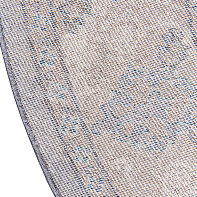 Gray 5' x 5' Salzburg Round Area Rug Stain Resistant Easy Clean Traditional Classic Design Durable Carpet for Affordable Interior Home Decorating for Sale at Rug Engine