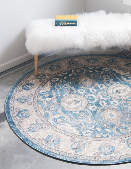 Light Blue 5' 1 x 5' 1 Salzburg Round Area Rug