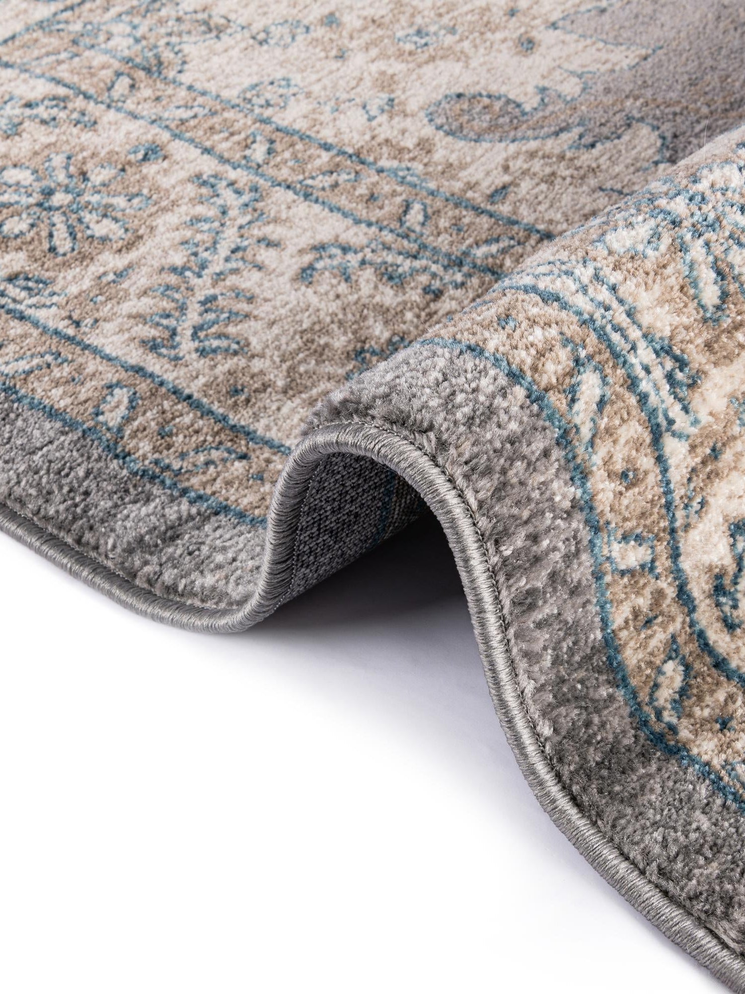 Gray 2' 7 x 10' Salzburg Runner Area Rug Stain Resistant Easy Clean Traditional Classic Design Durable Carpet for Affordable Interior Home Decorating for Sale at Rug Engine