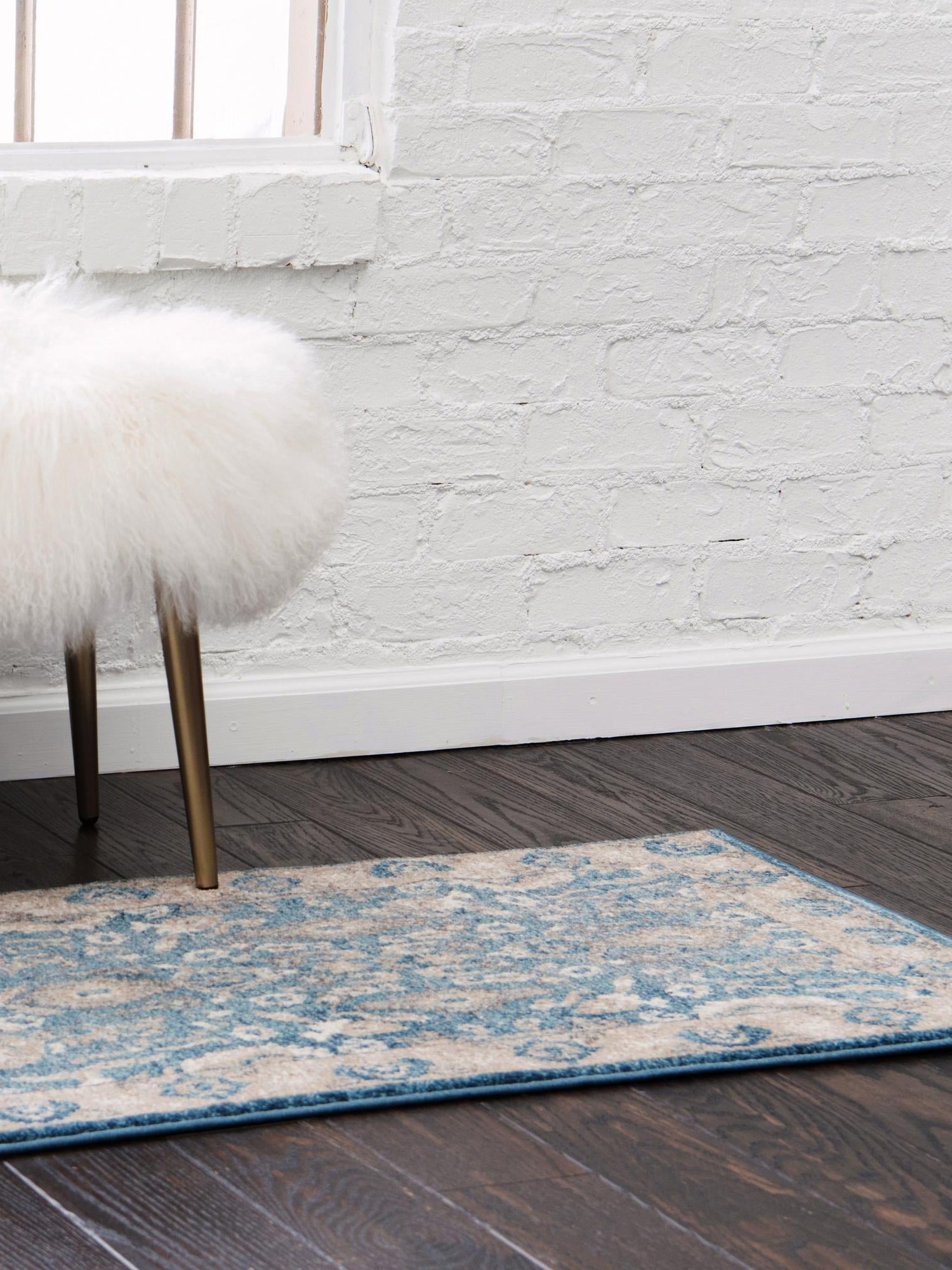 Light Blue 2' 7 x 10' Salzburg Runner Area Rug Stain Resistant Easy Clean Traditional Classic Design Durable Carpet for Affordable Interior Home Decorating for Sale at Rug Engine