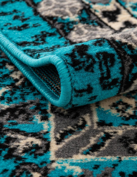 Turquoise 9' x 12' Taftan Rectangle Area Rug Durable 100% Polypropylene Classic Traditional Design Easy Clean Carpet for Home Interiors for Sale at Rug Engine