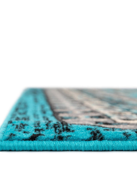 Turquoise 7' 1 x 10' Taftan Rectangle Area Rug Durable 100% Polypropylene Classic Traditional Design Easy Clean Carpet for Home Interiors for Sale at Rug Engine