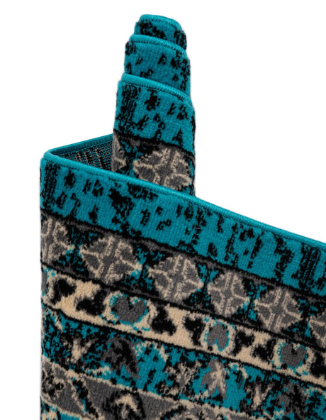 Turquoise 4' 1 x 6' 1 Taftan Rectangle Area Rug Durable 100% Polypropylene Classic Traditional Design Easy Clean Carpet for Home Interiors for Sale at Rug Engine