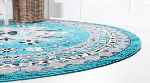 Turquoise 7' 10 x 7' 10 Taftan Round Area Rug