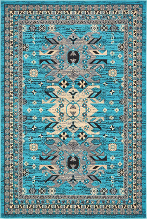 Turquoise 6' 1 x 9' Taftan Rectangle Area Rug