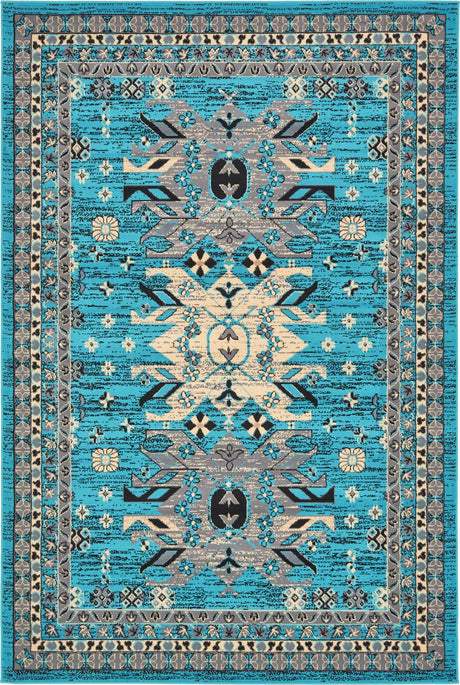 Turquoise 6' 1 x 9' Taftan Rectangle Area Rug