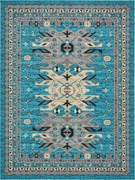 Turquoise 9' x 12' Taftan Rectangle Area Rug