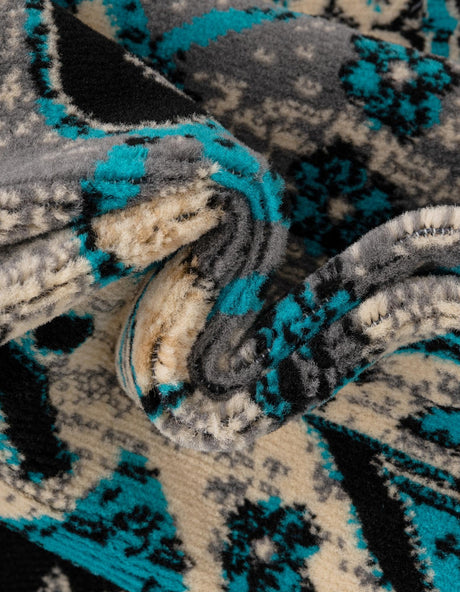 Turquoise 7' 10 x 7' 10 Taftan Square Area Rug Durable 100% Polypropylene Classic Traditional Design Easy Clean Carpet for Home Interiors for Sale at Rug Engine